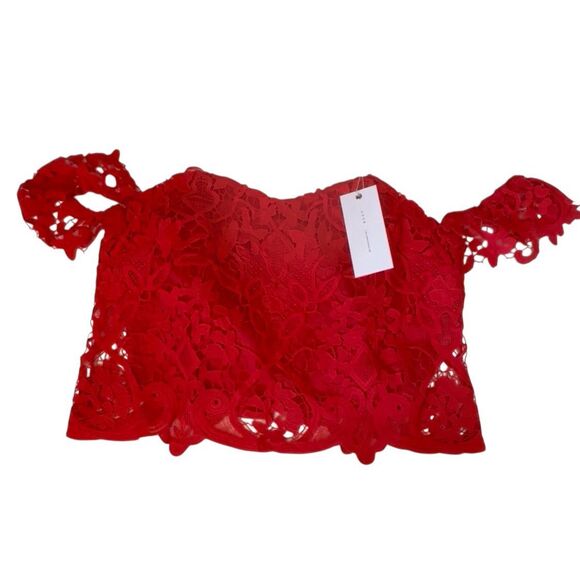 NWT LUSH WOMEN'S RED LACE CROP TOP - SIZE LARGE  ***Item: 0689 - Picture 2 of 5